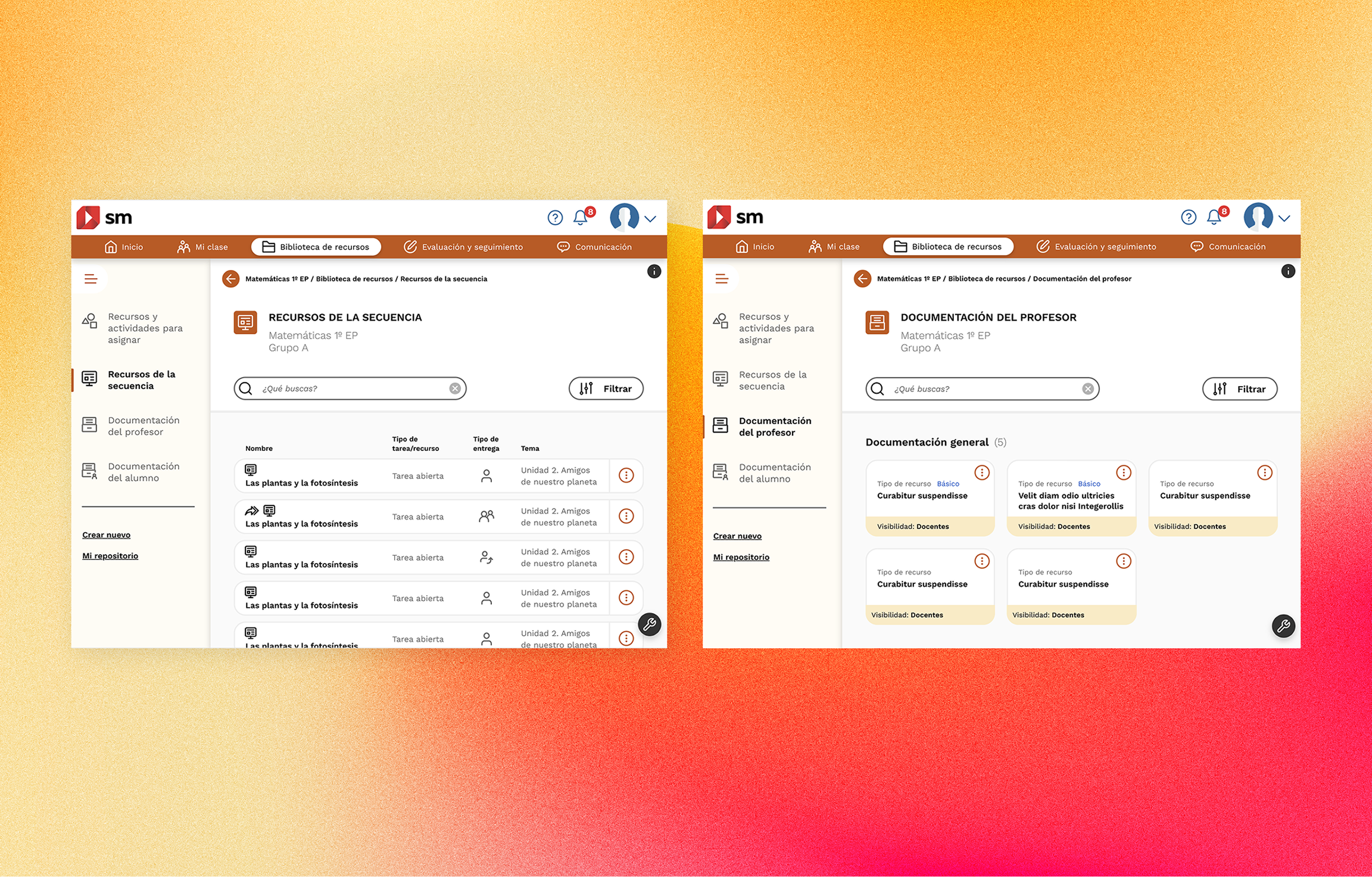 Previous library interface — alternate screen